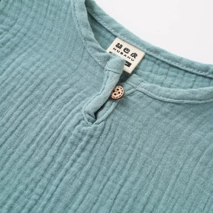 Kids Cotton Linen Long Sleeve T-Shirt – Soft Casual Top for Babies and Toddlers, Unisex Summer Wear
