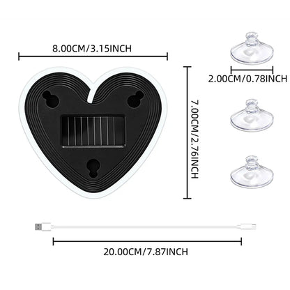 Solar Powered Car Neon Heart Lamp | Wireless LED Ambient Light with Suction Cup