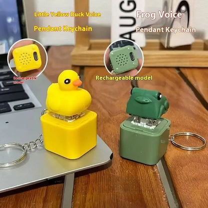 Frog Croaking Clicker Keychain | Rechargeable Fidget Toy with LED Lights