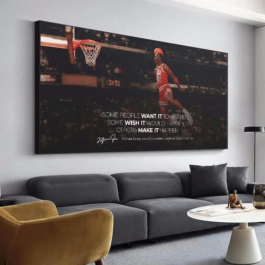 Modern Vintage, Wall Art, Quotes Inspirational Basketball Stars, Canvas Printed Poster, Home Living Room Bedroom Decoration