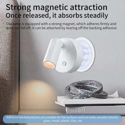 Lámpara de pared LED magnética recargable táctil regulable sin cables para mesita de noche