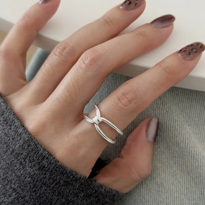 VENTFILLE 925 Sterling Silver Arched Wide Geometric Punk Ring | Asymmetric Cocktail Jewelry