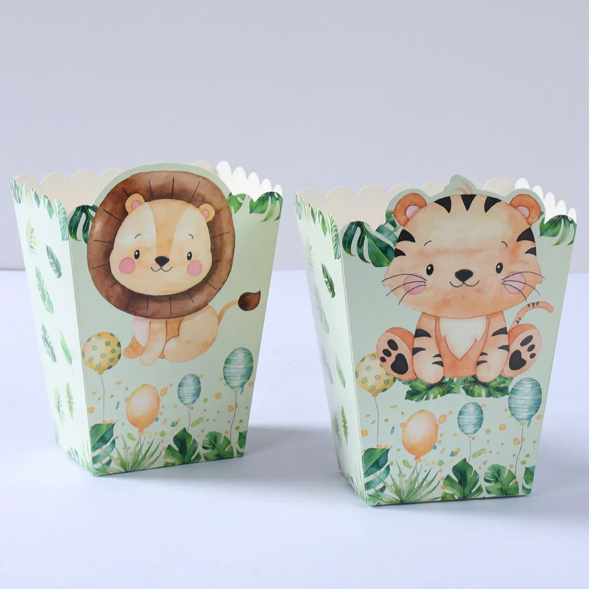Boîtes à Popcorn Safari dans la Jungle, Boîtes à Bonbons, Décorations de Fête Animaux de la Jungle, Fête Prénatale, Anniversaire Garçons Enfants