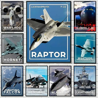 Toile d'art mural classique Avions du monde Avion de chasse F16 Blackbird Affiche imprimée HD Salon Chambre Photos décoratives