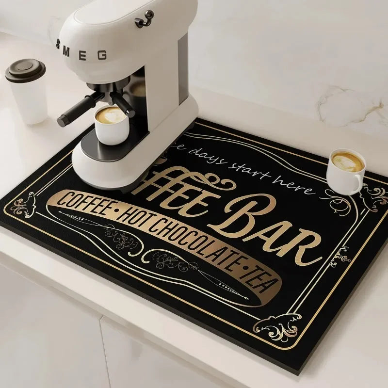 Tapis absorbant pour machine à café VIKAMA, absorbant l'eau et l'huile, égouttoir à vaisselle de cuisine, tapis absorbant à séchage rapide, tapis de vaisselle, décoration d'intérieur