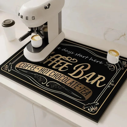 Tapis absorbant pour machine à café VIKAMA, absorbant l'eau et l'huile, égouttoir à vaisselle de cuisine, tapis absorbant à séchage rapide, tapis de vaisselle, décoration d'intérieur