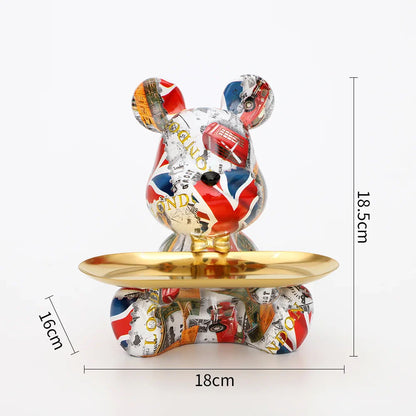 2025 Nouvelle Figurine Ours Graffiti Décoration Maison Statue Animal Étagère Rangement Clés Sculpture Moderne Décoration Table Statues Cadeau