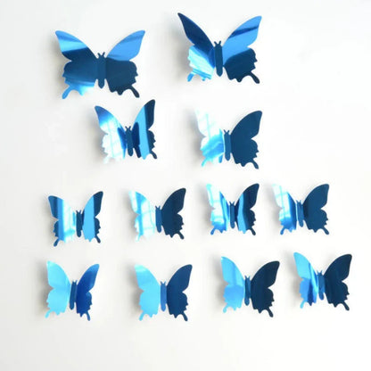 12pcs Modern 3D Mirror Acrylic Butterfly Wall Stickers | DIY Home Decoration Set