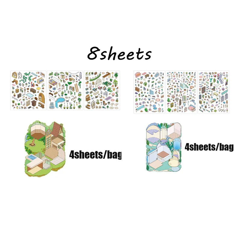 Mr Paper My Cabin Series Oversized Puzzle Stickers | 8pcs DIY Scene Stickers for Kids