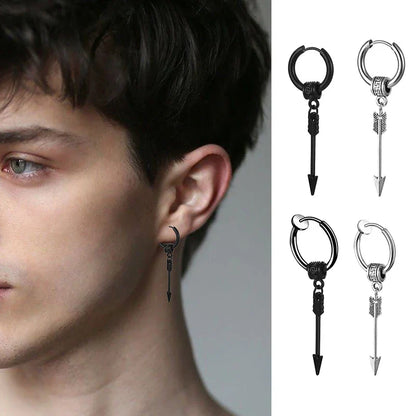 2pc Punk Stainless Steel Arrow Stud Earrings | Unisex Gothic Jewelry