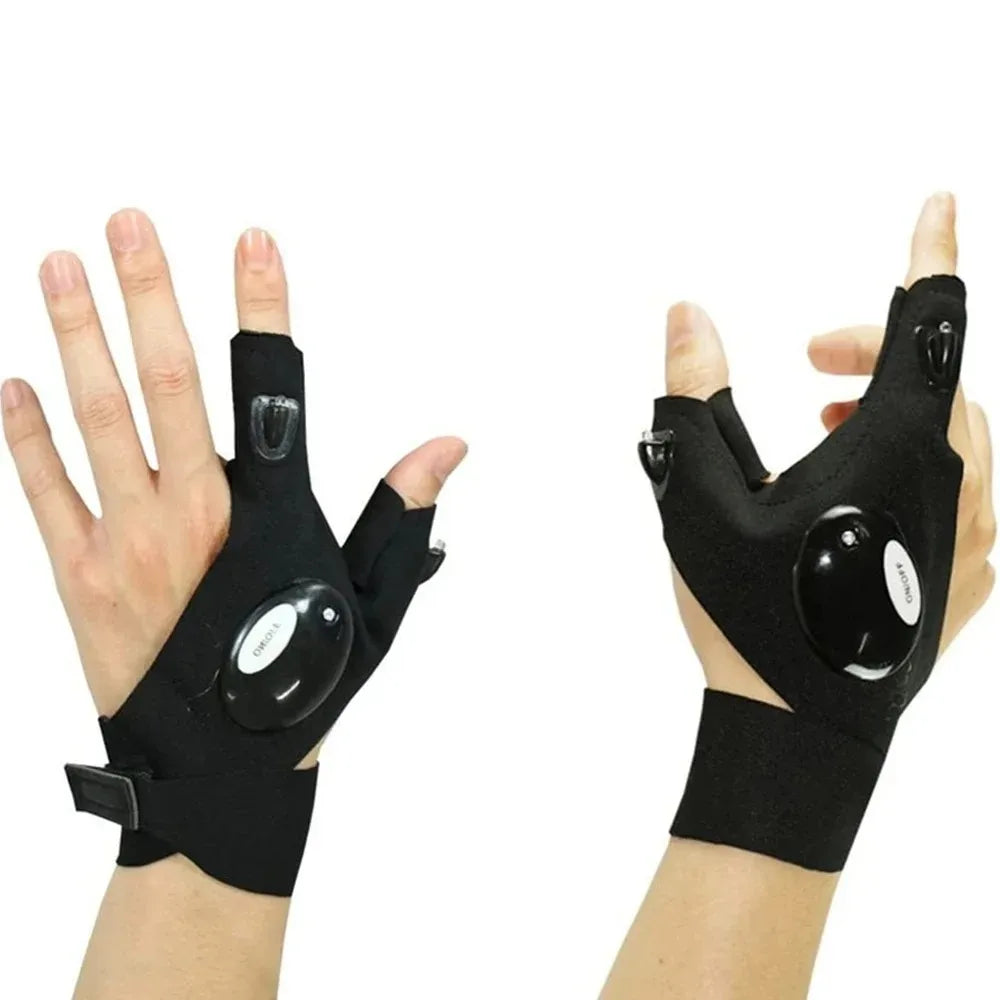 LED Flashlight Gloves | Waterproof Fingerless Illumination Gloves for Running, Cycling, Camping, Hiking, and Rescue