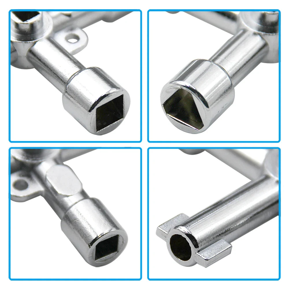4in1 Silver Key Wrench Set | Electrical Elevator Control Cabinet Valve Inner Triangle Quadrangle Screwdriver Tool