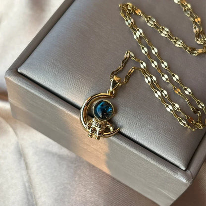 Crescent Moon Pendant Necklace | Vintage Stainless Steel Choker for Women