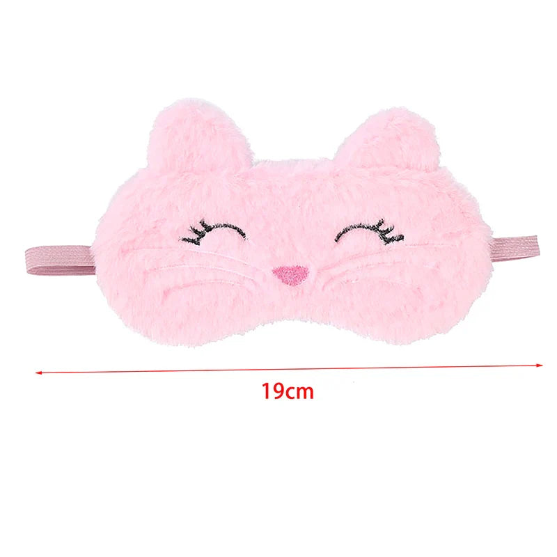 Cute Cat Plush Sleep Mask | Soft Light Blocking Eye Cover for Travel and Home