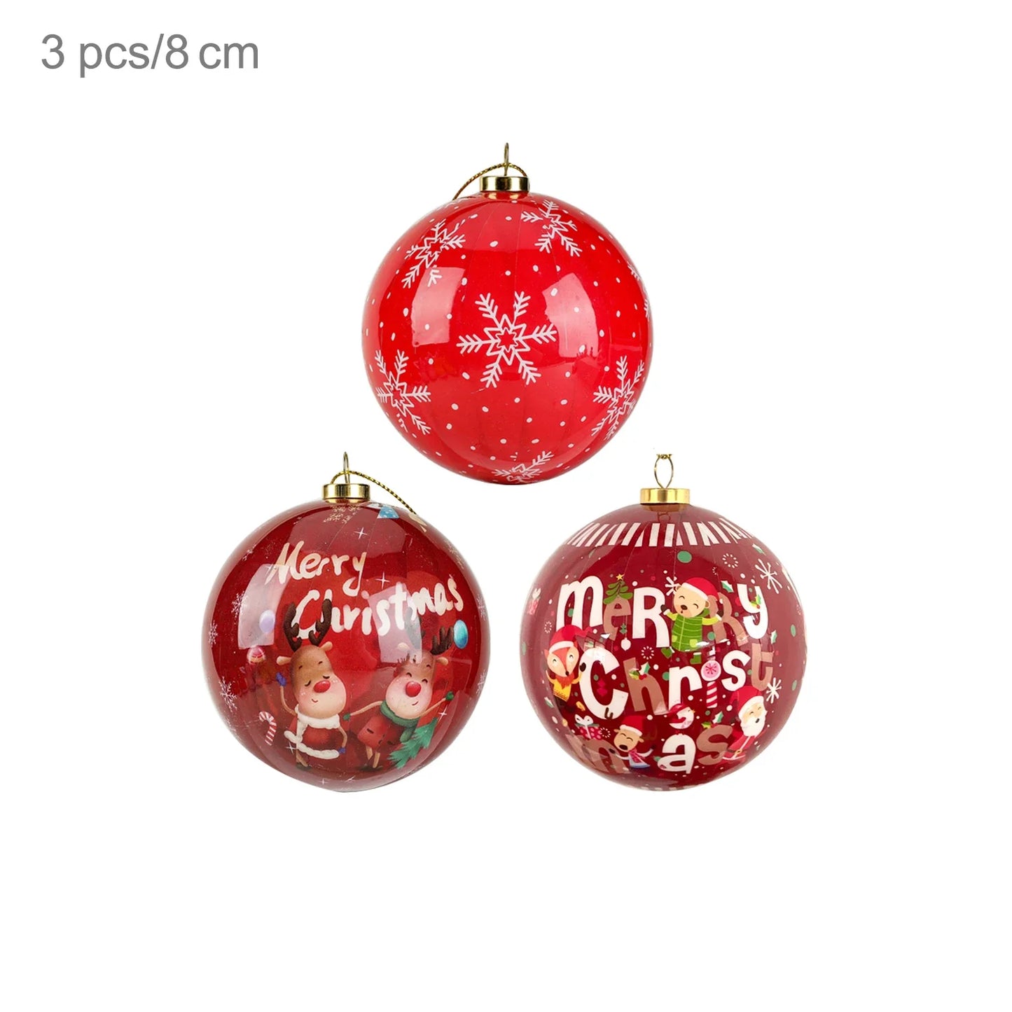 3 boules de Noël 8cm Cadeaux Originaux Décoration de Noël 2024 Décorations de Sapin de Noël Cadeau Pendentifs Boules
