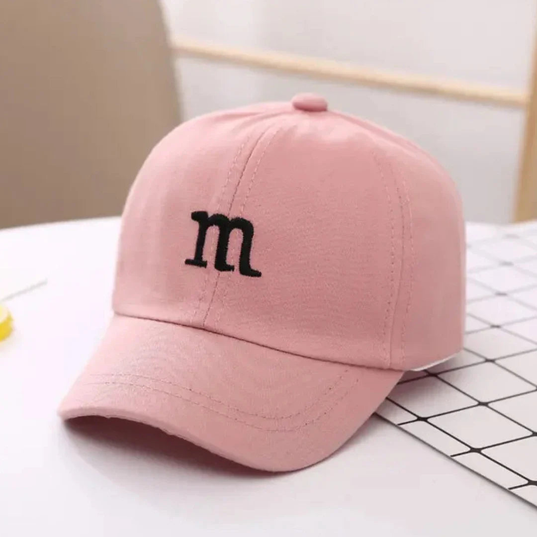 Kids Unisex Baseball Cap with M Letter Embroidery | Adjustable Cotton Sun Hat
