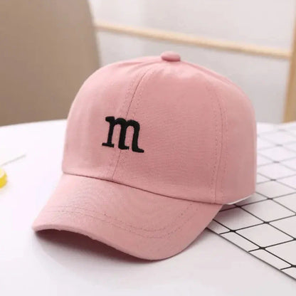 Kids Unisex Baseball Cap with M Letter Embroidery | Adjustable Cotton Sun Hat