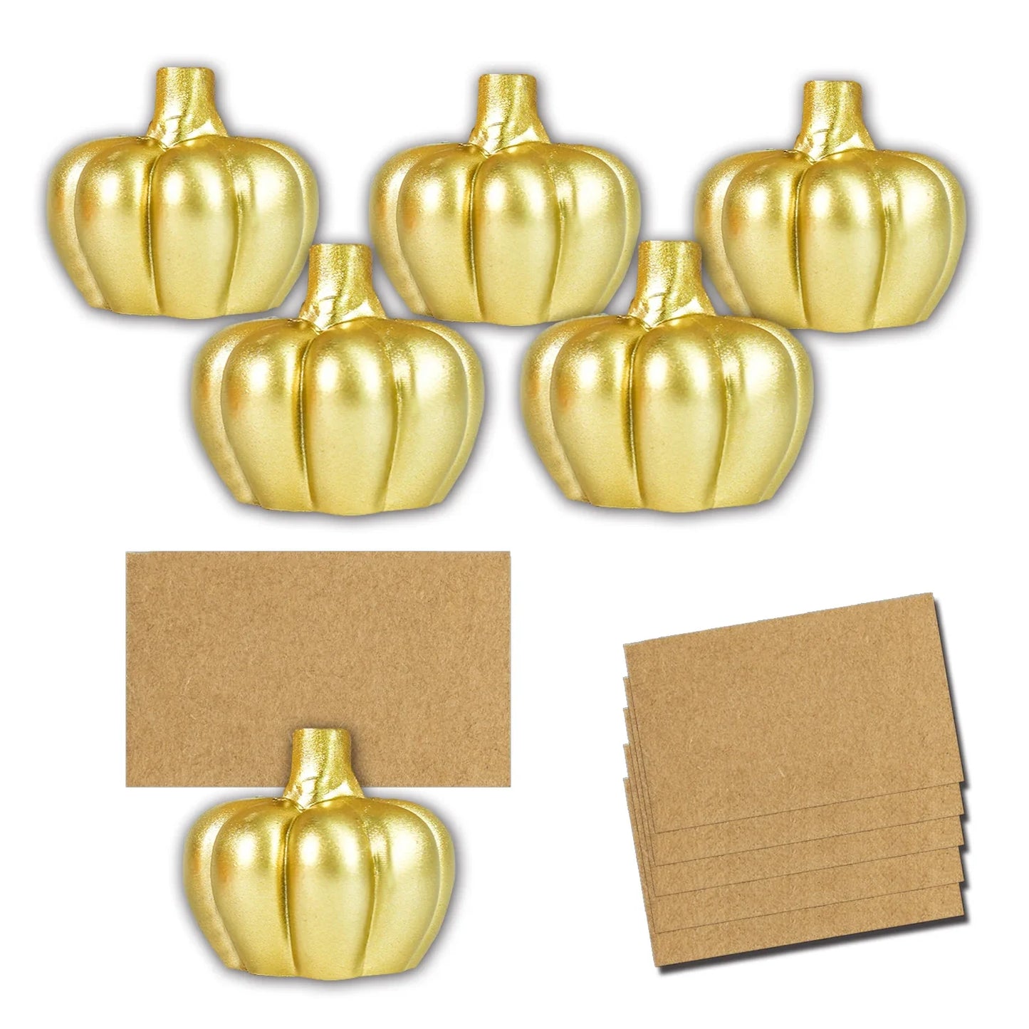 Marque-places Citrouille Dorée Décor Automne (Lot de 6), Décoration de Table pour Thanksgiving, Mariages Thème Automne