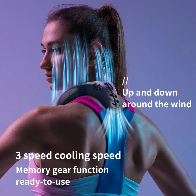 Cooling Neck Fan | Portable Neck Air Conditioner with 3-Speed Settings | Lightweight Design for Instant Heat Relief