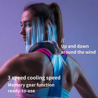 Cooling Neck Fan | Portable Neck Air Conditioner with 3-Speed Settings | Lightweight Design for Instant Heat Relief
