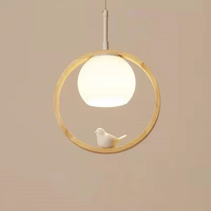 Japanese Style Wooden Pendant Light Bedroom Bedside Kitchen Bar Hanglamp Resin Bird Decoration Stair Porch Lamp Drop Shipping