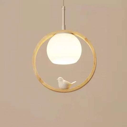 Japanese Style Wooden Pendant Light Bedroom Bedside Kitchen Bar Hanglamp Resin Bird Decoration Stair Porch Lamp Drop Shipping