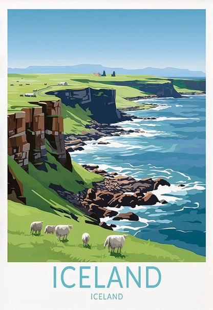 ICELAND Traveling Poster Iceland Reykjavík Kirkjufell Skaftafell Falls Landscape Canvas Painting Wall Pictures Traveling Decor