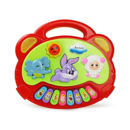 Jeu de piano-clavier de dessin animé pour enfants avec musique lumineuse clignotante Sons d'animaux Jouets musicaux pour bébés Jouets éducatifs Cadeaux pour enfants