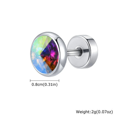 Stainless Steel Men’s Earrings | 8mm Multi-Faceted Screw Back Stud
