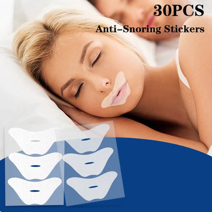 30Pcs Anti-Snoring Mouth Strips for Night Sleep | Lip Nose Breathing Aid