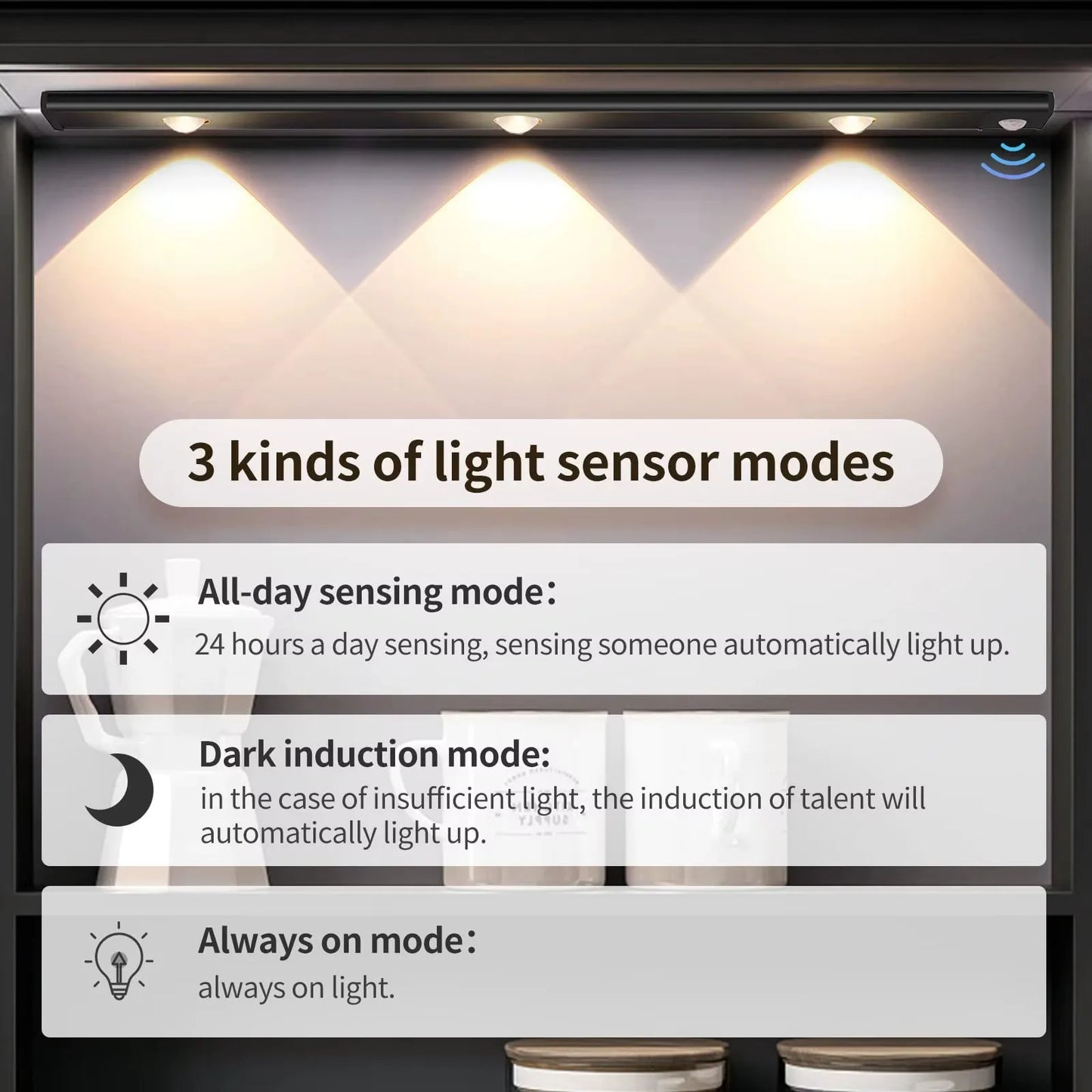 Lampe de Nuit LED Sans Fil USB à Détecteur de Mouvement pour Éclairage Sous Armoire
