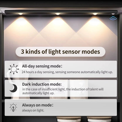 Lampe de Nuit LED Sans Fil USB à Détecteur de Mouvement pour Éclairage Sous Armoire