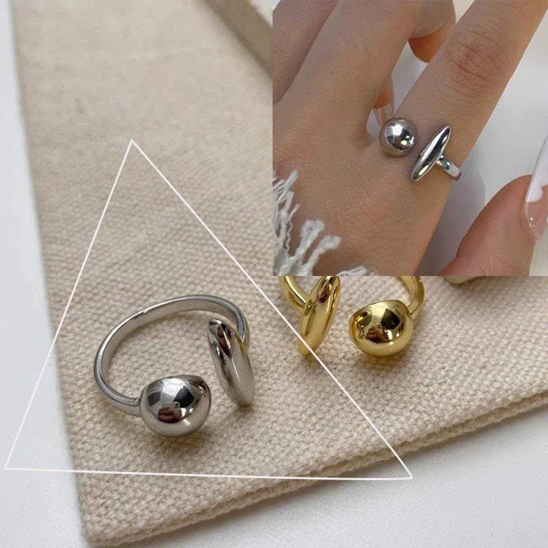 VENTFILLE 925 Sterling Silver Arched Wide Geometric Punk Ring | Asymmetric Cocktail Jewelry