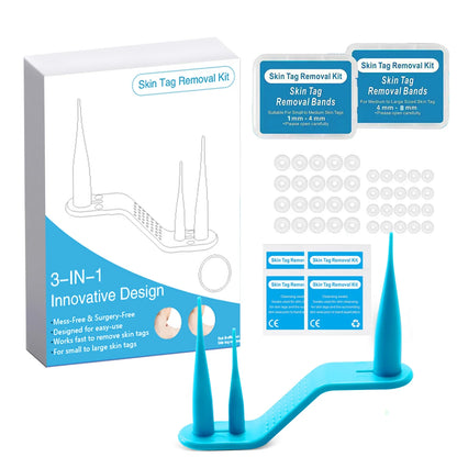 Kit 3-en-1 indolore pour l'élimination des acrochordons | Stylo de suppression des acrochordons, grains de beauté, acné et verrues avec cotons-tiges nettoyants