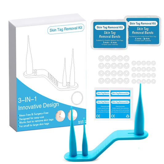 Kit 3-en-1 indolore pour l'élimination des acrochordons | Stylo de suppression des acrochordons, grains de beauté, acné et verrues avec cotons-tiges nettoyants