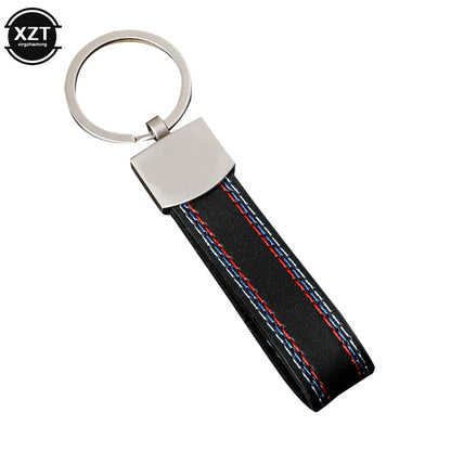 Fashion Black-Red Leather Car Keychain Key Ring | 3-Color Sports Keychain Pendant for Enthusiasts