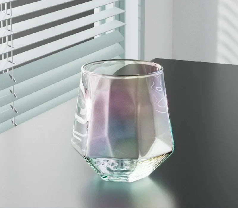 Gold Rim Hexagonal Crystal Glass | Elegant Whiskey & Wine Glass