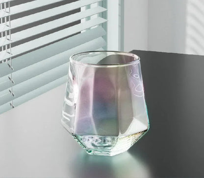 Gold Rim Hexagonal Crystal Glass | Elegant Whiskey & Wine Glass