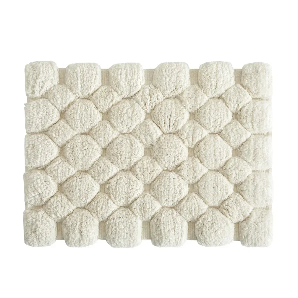 Juego de 2 alfombras de baño de algodón en color marfil – 40x60cm y 50x80cm, lavables a máquina para baño, bañera y ducha