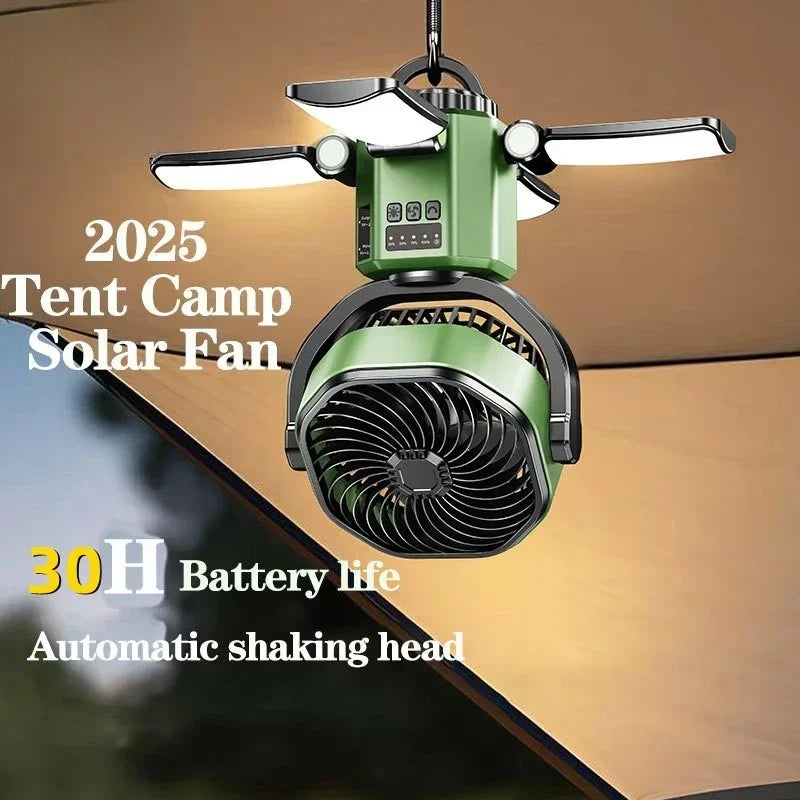 Rechargeable Camping Fan | Battery Powered Fan with 6000mAh Battery | Portable Cooling and LED Light for Outdoor Adventures