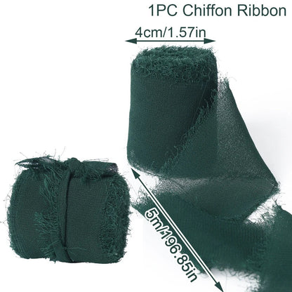 5M Handmade Frayed Edged Satin Chiffon Silk Ribbon For Wedding Invitation Wrapping Bouquets Birthday Party Decorations Gifts