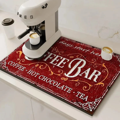 Tapis absorbant pour machine à café VIKAMA, absorbant l'eau et l'huile, égouttoir à vaisselle de cuisine, tapis absorbant à séchage rapide, tapis de vaisselle, décoration d'intérieur