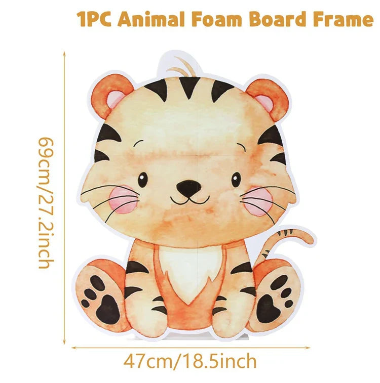 Ornement support grande fête animaux de la jungle 70cm Décoration joyeux anniversaire safari pour enfants Décoration fête sur le thème de la jungle et des bois pour baby shower