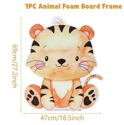 Ornement support grande fête animaux de la jungle 70cm Décoration joyeux anniversaire safari pour enfants Décoration fête sur le thème de la jungle et des bois pour baby shower