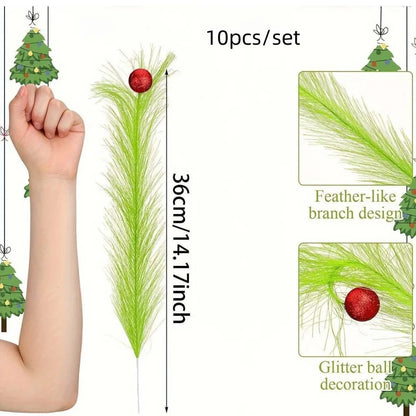 Artificial Christmas Branches Home Decor DIY Crafts Reed Ball Decoration Plants Ornaments For Christmas Tree Topper Party Decor