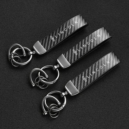 Carbon Fiber Style Car Keychain | Microfiber Leather Key Ring for Lincoln Navigator