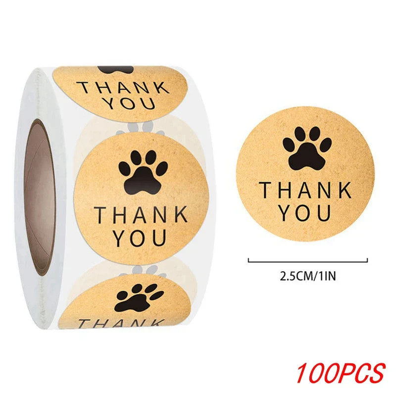 Gold Foil Paw Thank You Stickers | 1 Inch Business Supplies