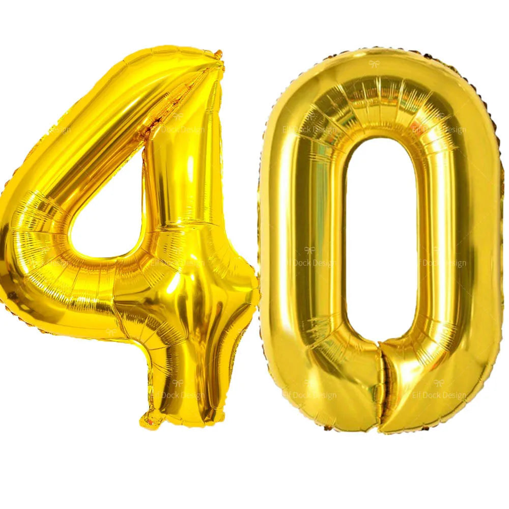 Gold Number Balloons for Milestone Birthdays | Large 40 Inch Foil Set