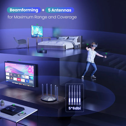 Routeur bi-bande Gigabit WiFi 6 AX1500 avec répéteur de signal pour bureau à domicile