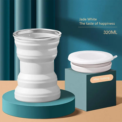 Portable Foldable Silicone Cup | Travel Mug with Lid and Lanyard